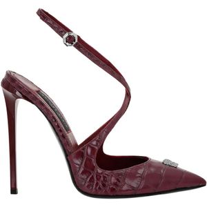 Philipp Plein, Dames, Schoenen, Rood, Maat: 35 EU Leer,
