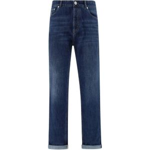 Brunello Cucinelli, Heren, Jeans, Blauw, Maat: S Katoen,