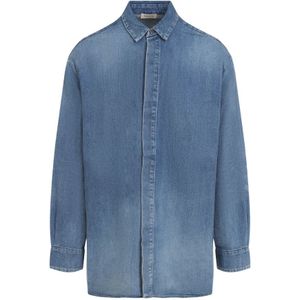 Fear Of God - Overhemd - Blauw - Katoenen Denim - Medium Indigo