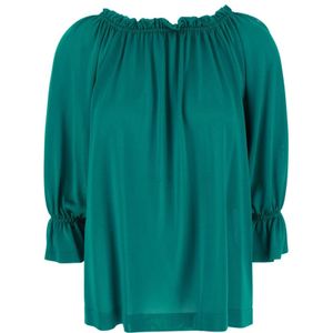 Alberta Ferretti, Dames, Blouses & Shirts, Blauw, Maat: S Viscose,