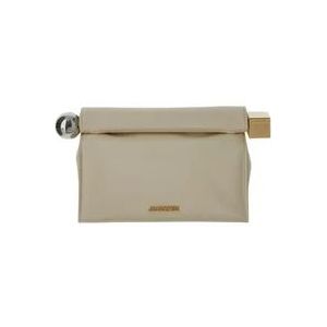 Jacquemus Ronde Leren Tas , Beige , Dames , Maat: ONE Size