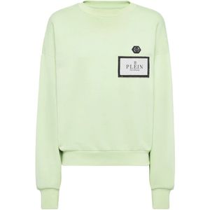 Philipp Plein, Dames, Sweatshirts & Hoodies, Groen, Maat: S Katoen,