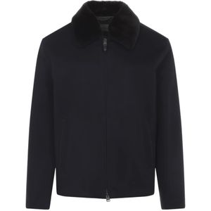 Canali, Heren, Jassen, Blauw, Maat: M Kasjmier,