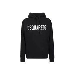 Dsquared2 Minimalistische Zwarte Hoodie met Logo Print , Black , Heren , Maat: XS