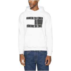Tommy Hilfiger, Heren, Sweatshirts & Hoodies, Wit, Maat: XL Leer,