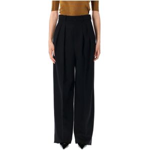 Saint Laurent, Dames, Broeken, Zwart, Maat: M Wol,