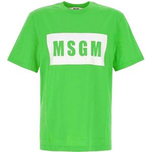 Msgm, Heren, Tops, Groen, Maat: M Katoen,
