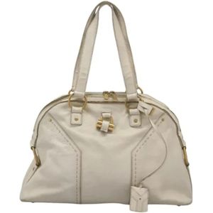 Saint Laurent Vintage, Dames, Pre-owned, Wit, Maat: ONE Size Leer,