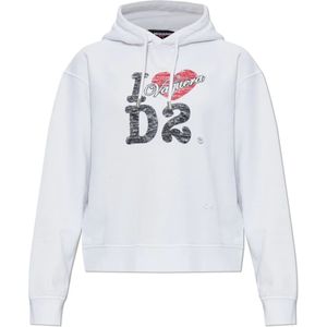 Dsquared2, Dames, Sweatshirts & Hoodies, Wit, Maat: L Katoen,