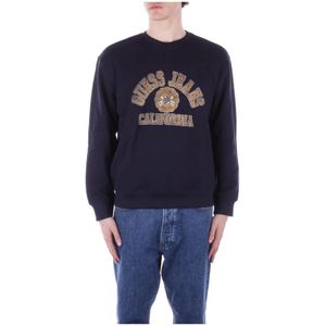 Guess, Heren, Sweatshirts & Hoodies, Blauw, Maat: M Katoen,