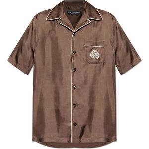Dolce & Gabbana, Heren, Overhemden, Bruin, Maat: M Zijde,