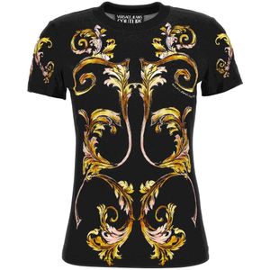 Versace Jeans Couture - T-shirt - Zwart - Katoen - Met Barocco Print