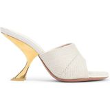 Amina Muaddi Sandalen - Taylor Woven 90 Slipper Sandals in beige