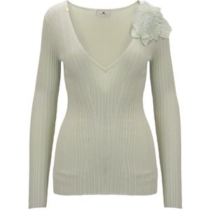 Elisabetta Franchi, Dames, Truien, Groen, Maat: L Zijde,