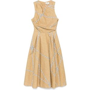 Elisabetta Franchi, Dames, Jurken, Beige, Maat: L Zijde,
