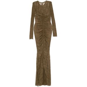 Norma Kamali, Dames, Jurken, Bruin, Maat: S Nylon,