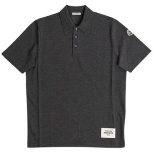 Moncler Grijze Polo met Tricolor Detail , Gray , Heren , Maat: M