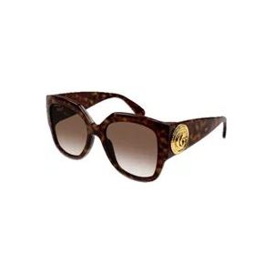 Gucci Vierkante Havana zonnebril , Brown , Dames , Maat: 54 MM