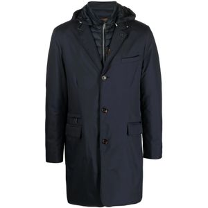 Moorer, Heren, Mantels, Blauw, Maat: XL Leer,