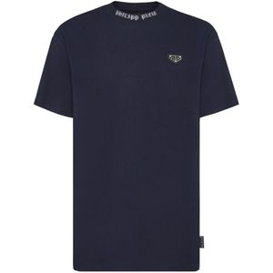 Philipp Plein, Heren, Tops, Blauw, Maat: 2XL Katoen,