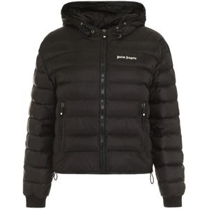 Palm Angels, Dames, Jassen, Zwart, Maat: XS Leer,