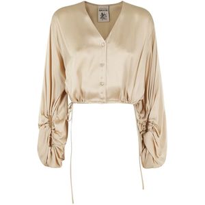 Semicouture, Dames, Blouses & Shirts, Bruin, Maat: M Zijde,