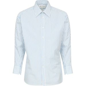 Oversized - Gestreept Katoenen Shirt - Wit - Lange Mouwen