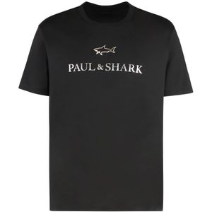 Paul & Shark, Heren, Tops, Zwart, Maat: L Katoen,