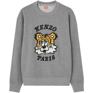 Kenzo, Heren, Sweatshirts & Hoodies, Grijs, Maat: M Katoen,