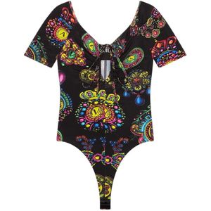 Versace Jeans Couture, Dames, Tops, Zwart, Maat: 2XS Viscose,