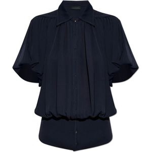 Lanvin, Dames, Blouses & Shirts, Blauw, Maat: XS Zijde,