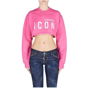 Dsquared2, Dames, Sweatshirts & Hoodies, Roze, Maat: 2XS Katoen,