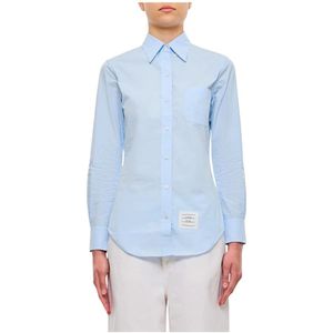 Thom Browne, Dames, Blouses & Shirts, Blauw, Maat: S Katoen,