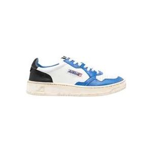 Autry Vintage Low Leren Wit/Blauw Sneakers , Multicolor , Heren , Maat: 41 EU