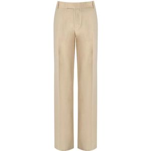 Federica Tosi, Dames, Broeken, Beige, Maat: 2XS Wol,