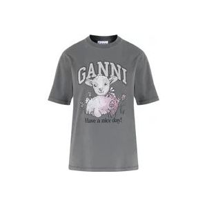 Ganni T-Hemden , Gray , Dames , Maat: 2XS