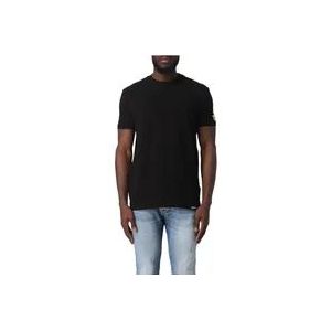 Dsquared2 Zwarte Slim Fit T-shirt met Korte Mouwen voor Heren , Black , Heren , Maat: S