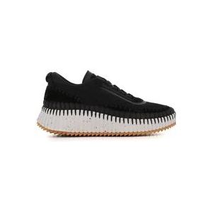 Chloé Zwarte Handgemaakte Sneakers van Gerecyclede Materialen , Black , Dames , Maat: 36 EU