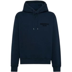 Dsquared2, Heren, Sweatshirts & Hoodies, Blauw, Maat: XL Katoen,
