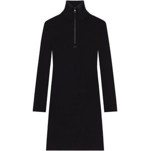 Courrèges - Zwarte Rits Jersey Jurk - Dames