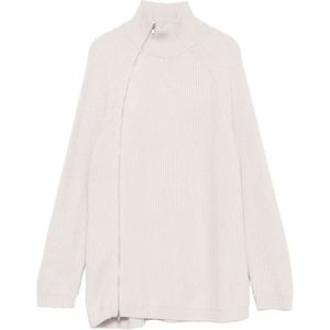 Alpha Studio - Geribbelde Gebreide Coltrui - Wit - Dames