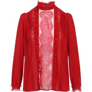 Valentino - Rode Zijden Top - Dames - Blouses