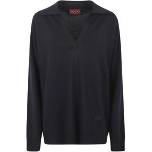 Gucci, Dames, Truien, Blauw, Maat: M Wol,