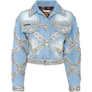 Philipp Plein, Dames, Jassen, Blauw, Maat: S Denim,