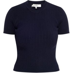 Frame, Dames, Tops, Blauw, Maat: XS Leer,