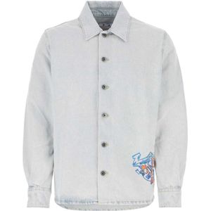 Off White, Heren, Overhemden, Blauw, Maat: L Katoen,