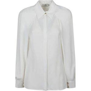 Elisabetta Franchi, Dames, Blouses & Shirts, Beige, Maat: XS Viscose,