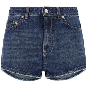 Dolce & Gabbana, Dames, Korte broeken, Blauw, Maat: XS Katoen,