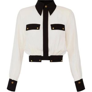 Elisabetta Franchi, Dames, Blouses & Shirts, Beige, Maat: XS Viscose,