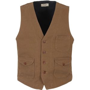 Tela Genova, Heren, Jassen, Bruin, Maat: S Gabardine,